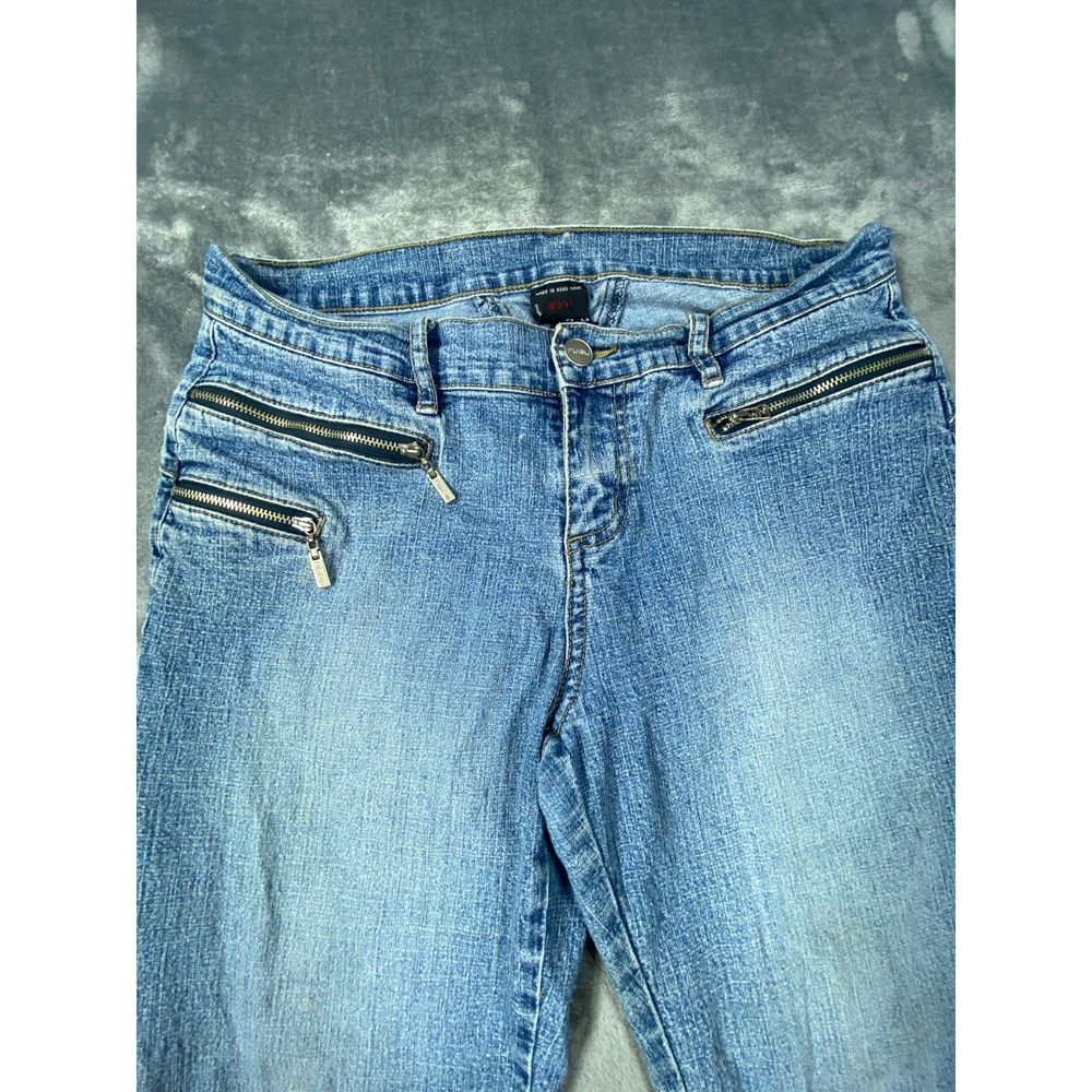 Vintage Y2K Capri Jeans Womens 9/10 Medium Blue Zipper Cropped Denim Baggy Retro